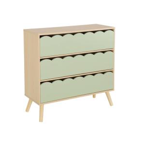 Cómoda infantil efecto madera con patas de pino, 3 cajones,…