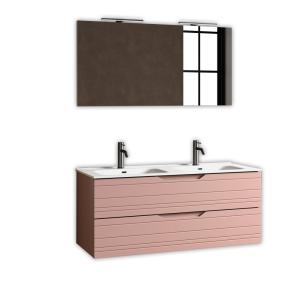 Composición baño de doble lavabo 5 piezas en mdf rosa empol…