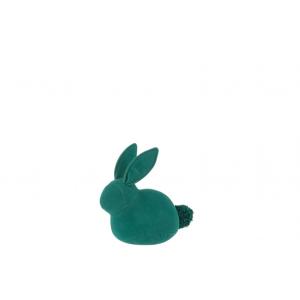 Conejo decorativo opaco terciopelo verde alt. 15 cm