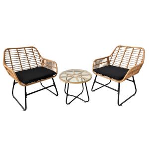 Conjunto - 2 sillas 1 mesa - color marrón, cojines color ne…