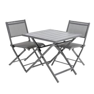 Conjunto 2 sillas de terraza plegables y mesa antracita de…