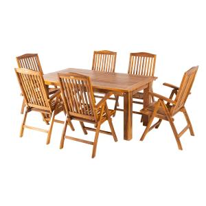 Conjunto 6 sillones reclinables y mesa extensible de teca 1…