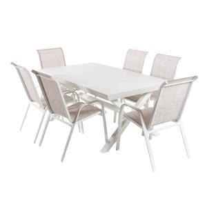 Conjunto 6 sillones y mesa extensible de aluminio 170-240 cm