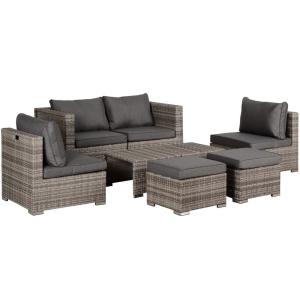 Conjunto 8 piezas de sofás de ratán 75x75x71 cm gris