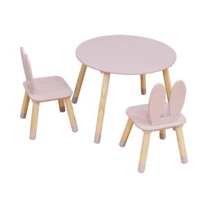 Conjunto con mesa baja y 2 sillas para niños de mdf rosa