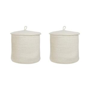 Conjunto de 2 cestas algodón blanco crema