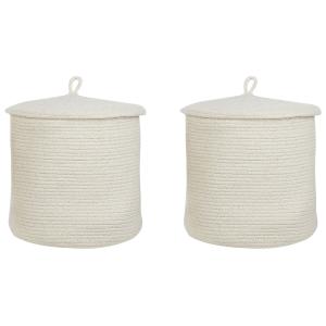 Conjunto de 2 cestas de algodón blanco crema 32 cm