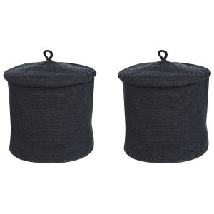 Conjunto de 2 cestas de algodón negro 32 cm