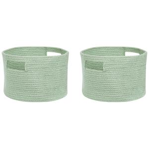 Conjunto de 2 cestas de algodón verde claro 20 cm