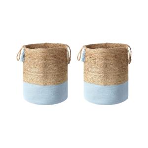 Conjunto de 2 cestas yute azul claro