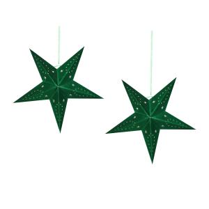 Conjunto de 2 estrellas LED de papel verde esmeralda 45 cm
