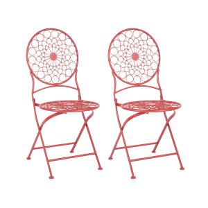 Conjunto de 2 sillas de balcón de metal rojo