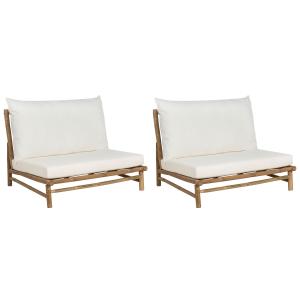 Conjunto de 2 sillas de bambú madera clara y blanco
