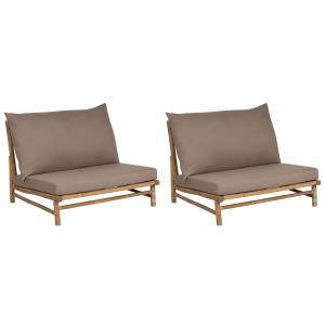 Conjunto de 2 sillas de bambú madera clara y gris pardo