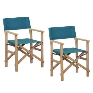 Conjunto de 2 sillas de director de jardín plegables azul c…