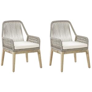 Conjunto de 2 sillas de jardín beige crema gris pardo
