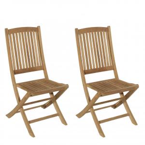 Conjunto de 2 sillas de jardín de madera de teca