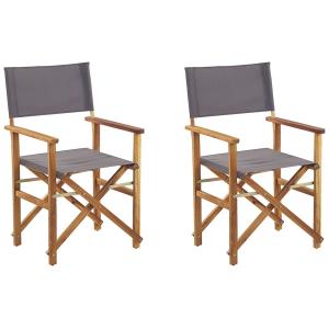 Conjunto de 2 sillas de jardín madera clara gris