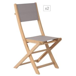 Conjunto de 2 sillas de jardín madera de acacia fsc taupe