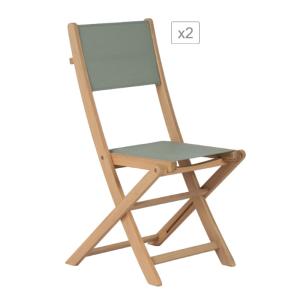 Conjunto de 2 sillas de jardín madera de acacia fsc verde