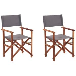 Conjunto de 2 sillas de jardín madera oscura gris