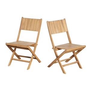 Conjunto de 2 sillas de jardín plegables de teca