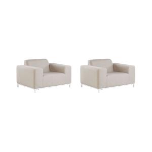 Conjunto de 2 sillas de jardín tela beige