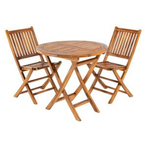 Conjunto de 2 sillas plegables de exterior y mesa de teca 8…