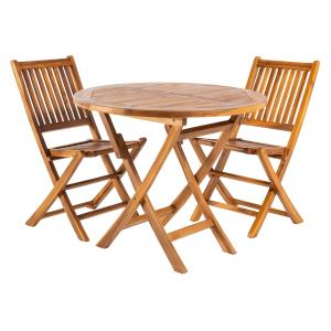 Conjunto de 2 sillas plegables de exterior y mesa de teca 9…