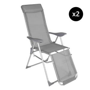Conjunto de 2 sillas plegables jana aluminio gris