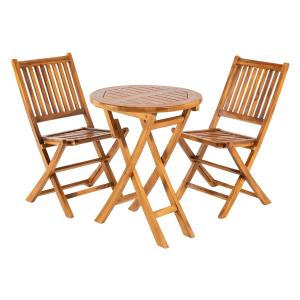 Conjunto de 2 sillas plegables y mesa de jardín de teca 60…