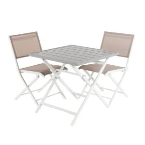 Conjunto de 2 sillas plegables y mesa de terraza blanco 70…