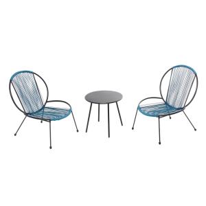 Conjunto de 2 sillones   1 mesa de centro azul
