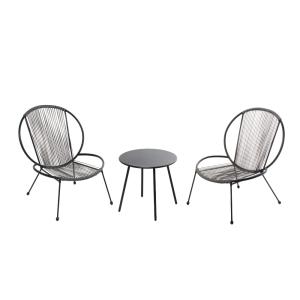 Conjunto de 2 sillones   1 mesa de centro gris oscuro