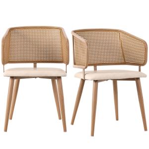 Conjunto de 2 sillones de exterior en ratán sintético y mad…