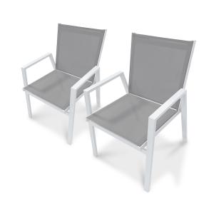 Conjunto de 2 sillones de jardín apilables de aluminio blan…