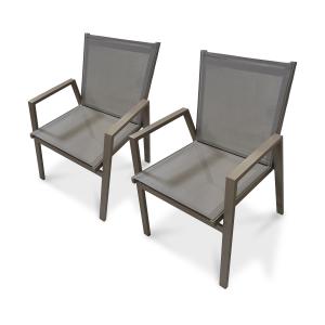 Conjunto de 2 sillones de jardín apilables de aluminio cuar…