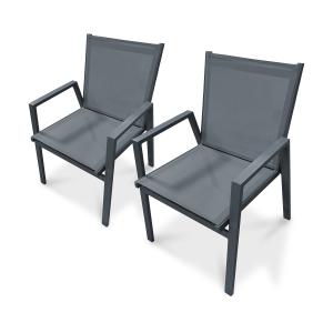 Conjunto de 2 sillones de jardín apilables de aluminio gris…