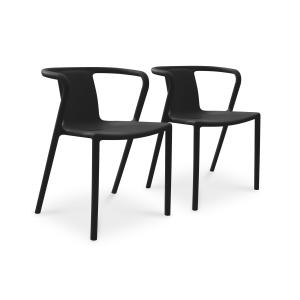 Conjunto de 2 sillones de jardín apilables de negro
