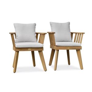 Conjunto de 2 sillones de jardín con cojines - acacia