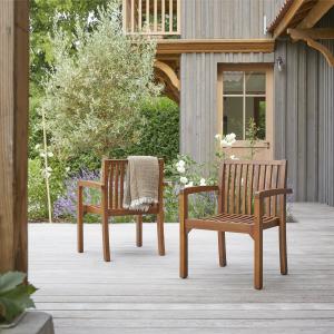 Conjunto de 2 sillones de jardín de acacia maciza