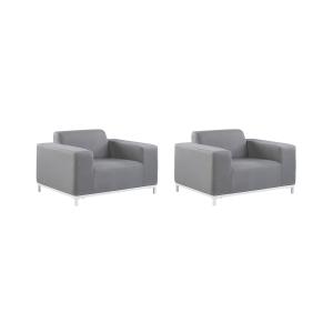 Conjunto de 2 sillones de jardín tela gris