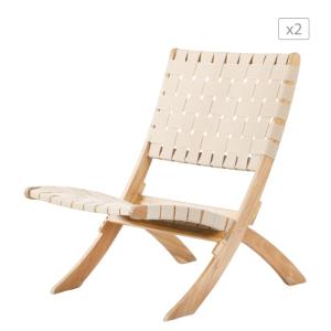 Conjunto de 2 sillones madera de acacia fsc y cuerda natural