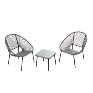 Conjunto de 2 sillones   mesa de centro gris oscuro