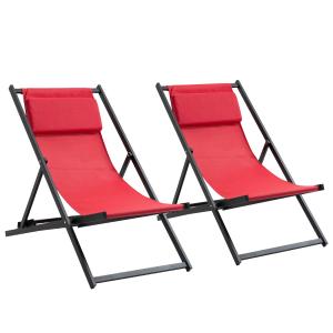 Conjunto de 2 tumbonas 58x96,5x91,5 cm rojo vino