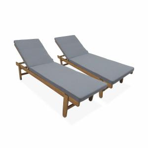 Conjunto de 2 tumbonas de madera de acacia fcs