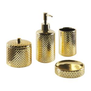 Conjunto de 4 accesorios de baño cerámica dorado