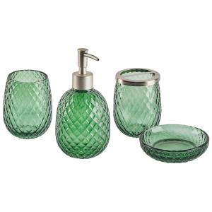 Conjunto de 4 accesorios de baño vidrio verde