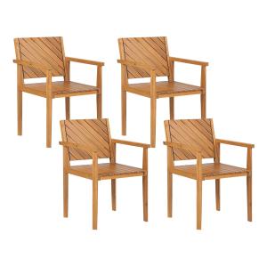 Conjunto de 4 sillas de jardín de madera de acacia clara