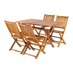 Conjunto de 4 sillas plegables de jardín y mesa de teca 120…